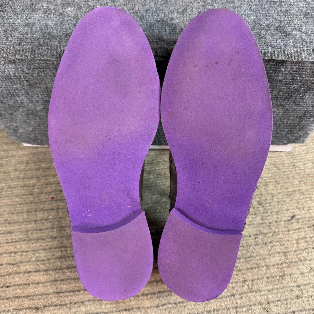 Bold! Long Wingtip Oxford Shoes Grey Suede Purple Sole Mens 9
